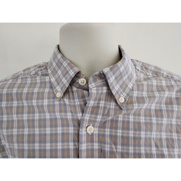 Lyle & Scott Scotland Blue, Gold & White Check Button Down Shirt Size: Medium - Picture 4 of 9